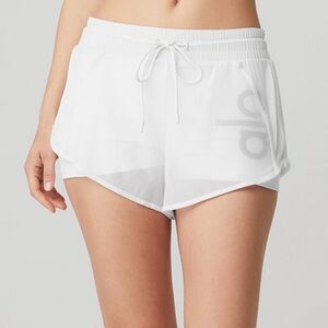 ALO Yoga Ambiance Logo Athletic Shorts in White